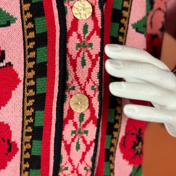 Farm Rio Floral Knit Cardigan Sweater - Pink and Red - Picture 8 of 17